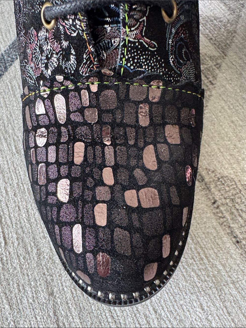 L’Artiste by Spring Step Glitterail Metallic Floral Ankle Boots EU 41 US 9.5-10 - Picture 7 of 16